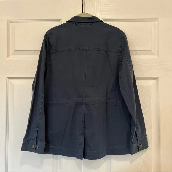 L.L. Bean Classic Utility Jacket Navy Blue Zip Snap Womens Small Barn Chore Work - Picture 2 of 8